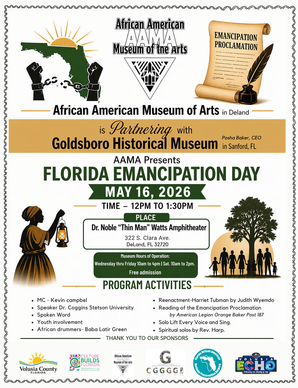 African American Museum of Arts Emancipation Day program flyer